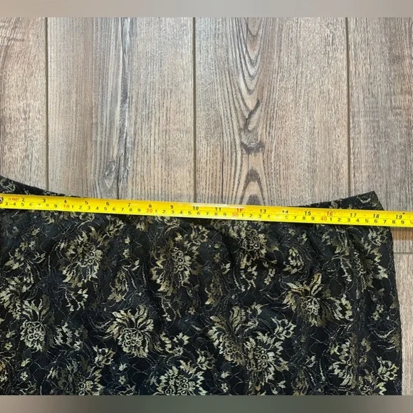Vintage Vanity Fair Black and Gold Metallic Lace Midi Skirt size 18 - Picture 3 of 6